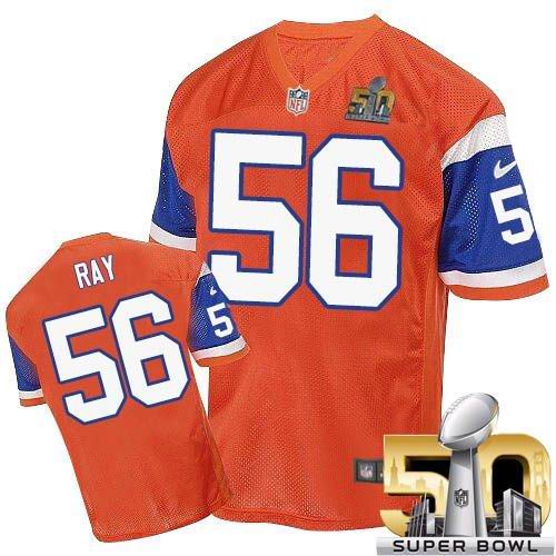 Nike Broncos #56 Shane Ray Orange Throwback Super Bowl 50 Men's Stitched NFL Elite Jersey